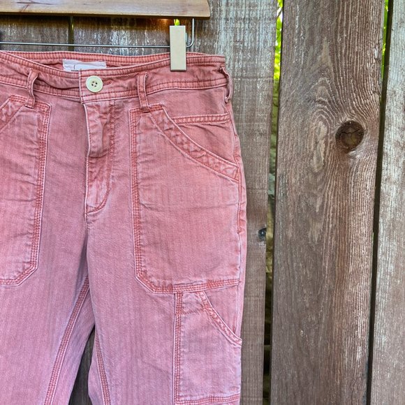 Anthropologie Herringbone Salmon Slim Carpenter Pants Sz 27P - Picture 3 of 6
